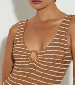 Hunza G V Neck-Celine Swim With Tonal Hoops -
