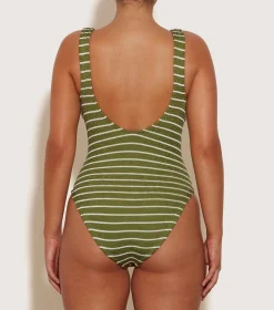 Hunza G V Neck-Celine Swim With Tonal Hoops -