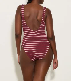 Hunza G V Neck-Celine Swim With Tonal Hoops -