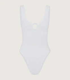 Hunza G V Neck-Celine Swim With Tonal Hoops -