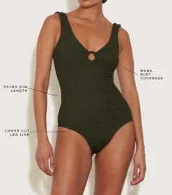 Hunza G V Neck-Coverage Celine Swim With Tonal Hoops -