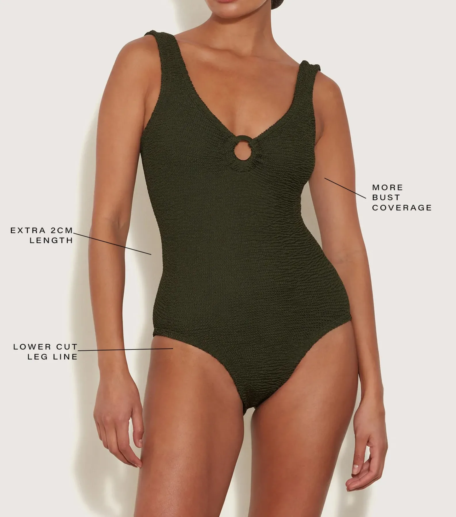 Hunza G V Neck-Coverage Celine Swim With Tonal Hoops -