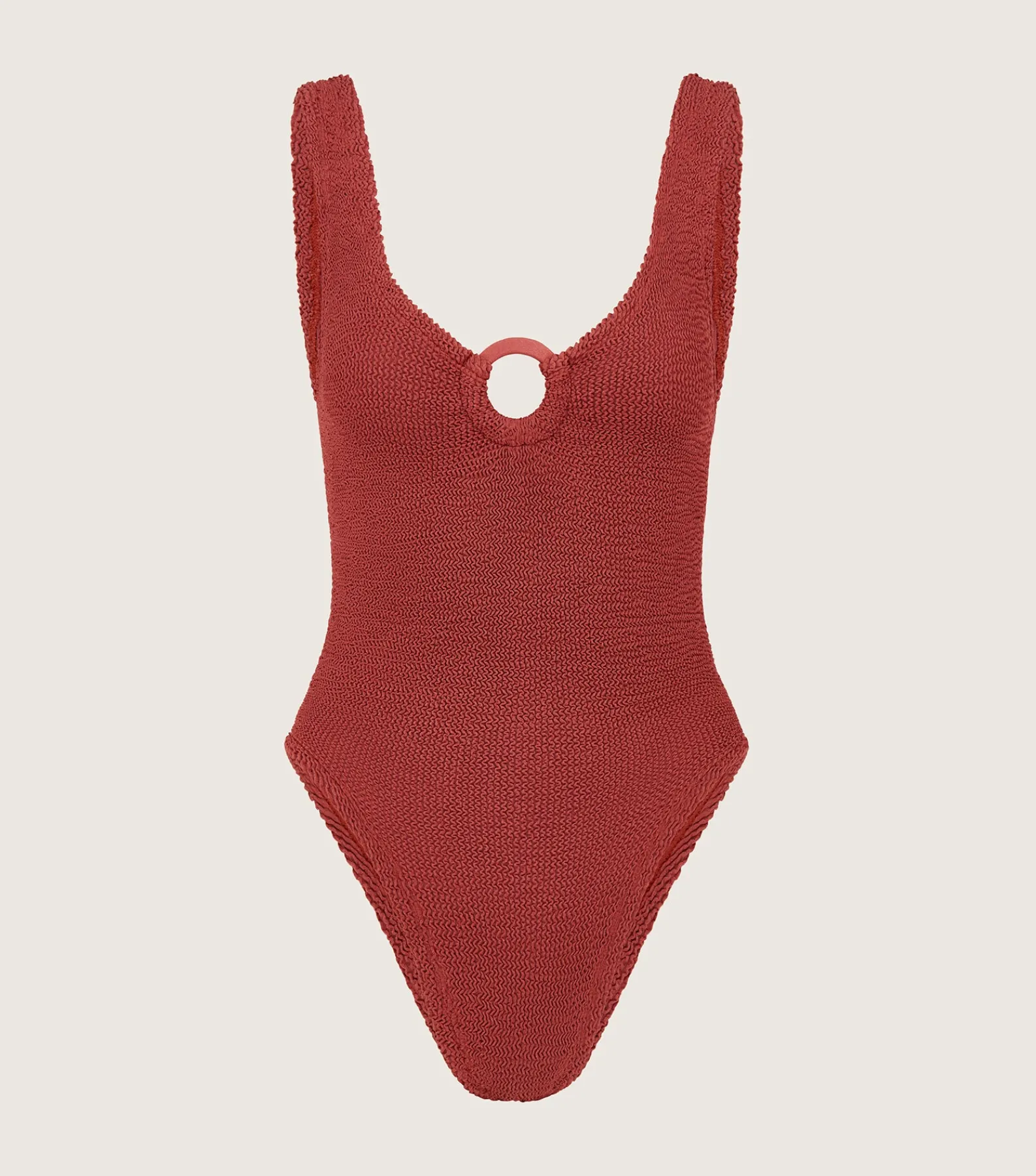 Hunza G V Neck-Coverage Celine Swim With Tonal Hoops -