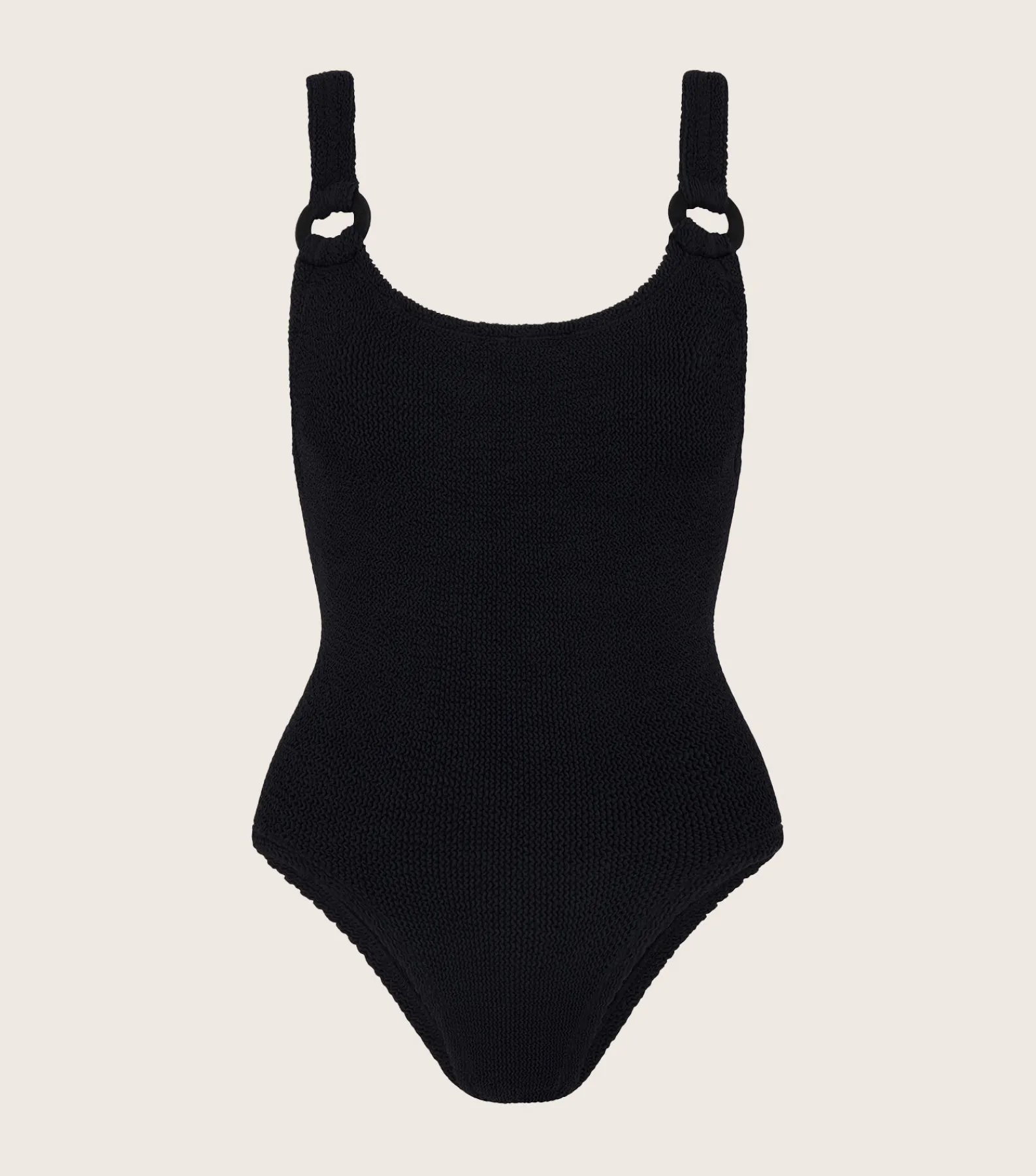 Hunza G Scoop Neck-Domino Swim With Tonal Hoops -