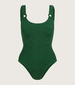 Hunza G Scoop Neck-Domino Swim With Tonal Hoops -