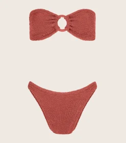 Hunza G Bikini Sets|Bandeau-Gloria Bikini With Tonal Hoops -