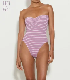 Hunza G Strapless- X Helena Christensen Brooke Stripe Swim -