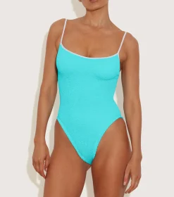 Hunza G Scoop Neck-Pamela Swim Contrast -